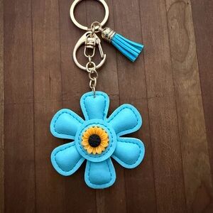 Turquoise Flower Keychain with Tassel